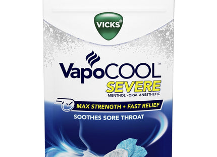 Vicks Vapocool Severe Medicated Throat Drops Menthol Winterfrost 18ct (8 Pack) - Health Care > Coughing & Sore Throats