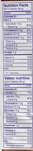 a packet of nutritionals for the nutritional label