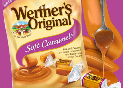 Werther’s Original Soft Caramel Chewy Candies Pink Label Bag 4.51oz (12 Pack) - Food & Beverages > Sweets Chocolate