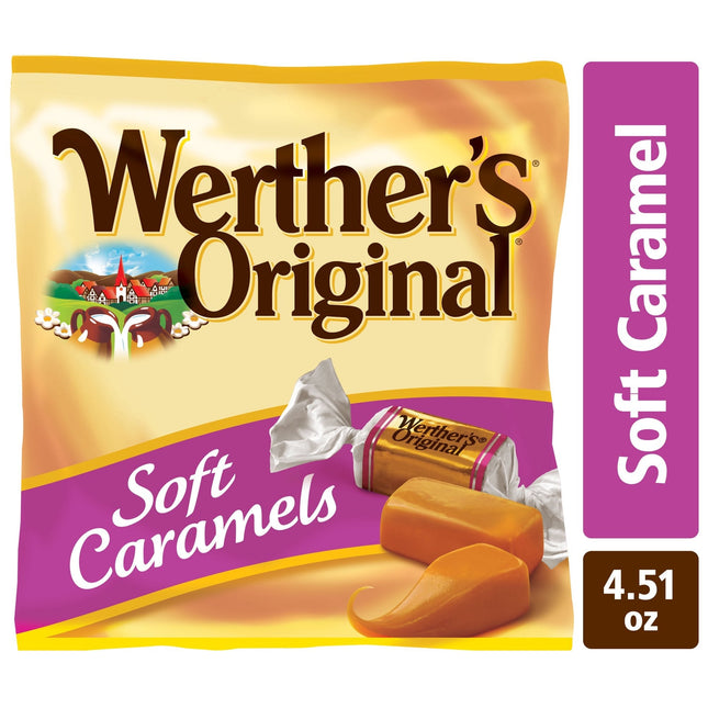 Werther’s Original Soft Caramel Chewy Candies Pink Label Bag 4.51oz (12 Pack) - Food & Beverages > Sweets Chocolate