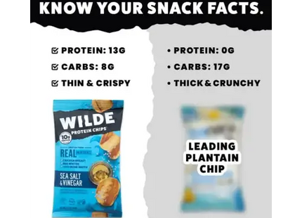 Wilde Protein Chips Sea Salt & Vinegar 1.34 Ounce (Pack Of 1) - Food Beverages Tobacco > Items Snack Foods Cereal