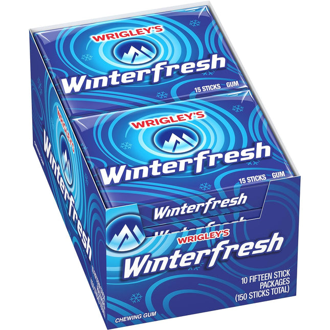 Wrigley’s Winterfresh Chewing Gum Single Pack 15 Stick (10 Pack) - Food & Beverages > Sweets Chocolate Gums Breath Mints