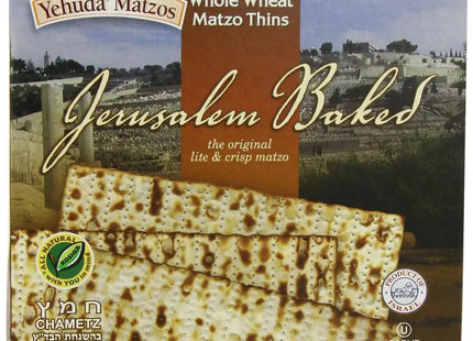 a close up of a box of whole wheat matzo thins